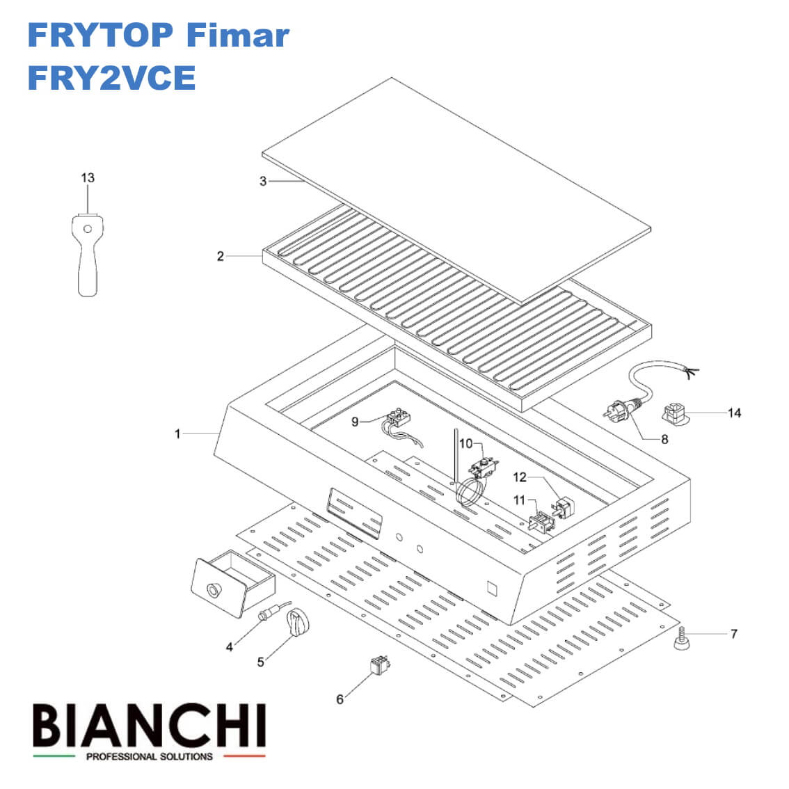 Esploso ricambi Fry Top vetroceramica Fimar